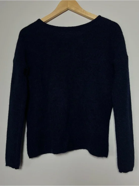 Sezane Gaspard Alpaca Mohair Button-Front Sweater Cardigan Navy Contemporary - Picture 9 of 11